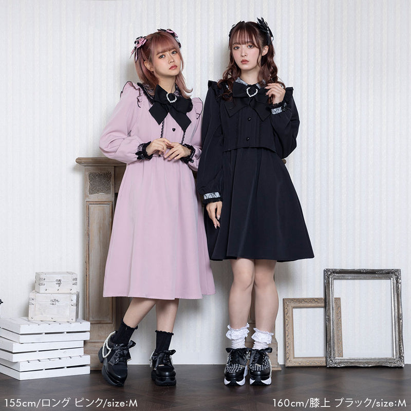 セットアップ風レース重ねリボンワンピース – レディースファッション