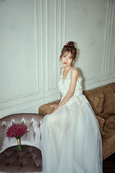 フラワーレース Vネック Aラインドレス（W279）