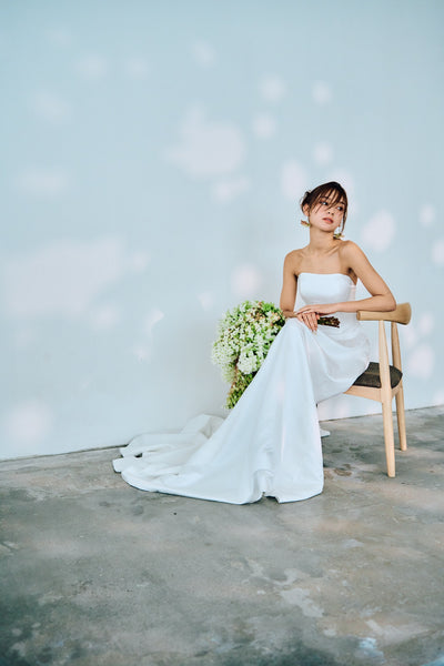 サテン ベアトップ Aラインドレス（W320）