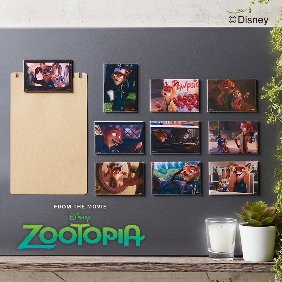 ニック・ワイルド」のシーンを描いた缶マグネット！サンスター文具