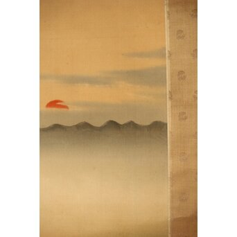 尾竹国観 二見ヶ浦 絹本軸装 掛軸 共箱 Z390｜骨董店 のびる 古美術