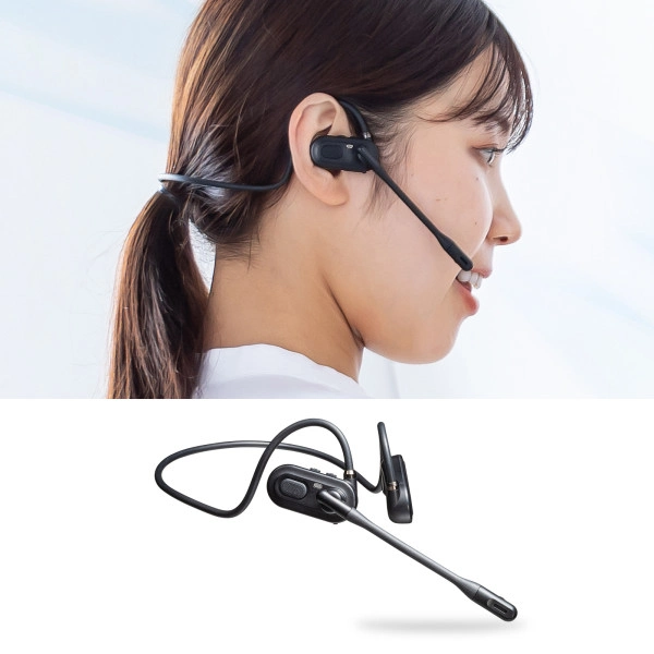 超軽量Bluetoothオープンイヤーヘッドセット MM-BTSH71BK: 周辺小物