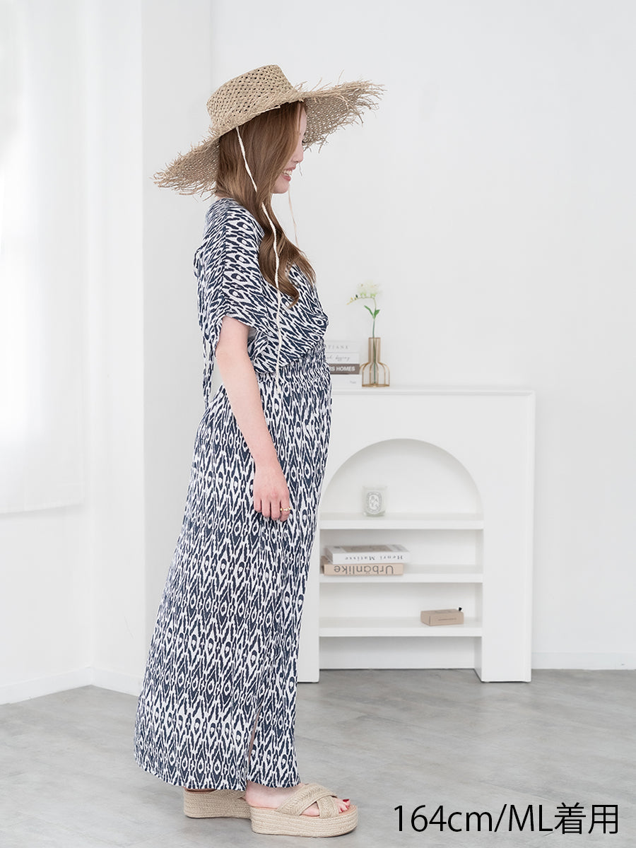 LAUT BLUE(ラウトブルー)パゴスマキシワンピース/バティック柄