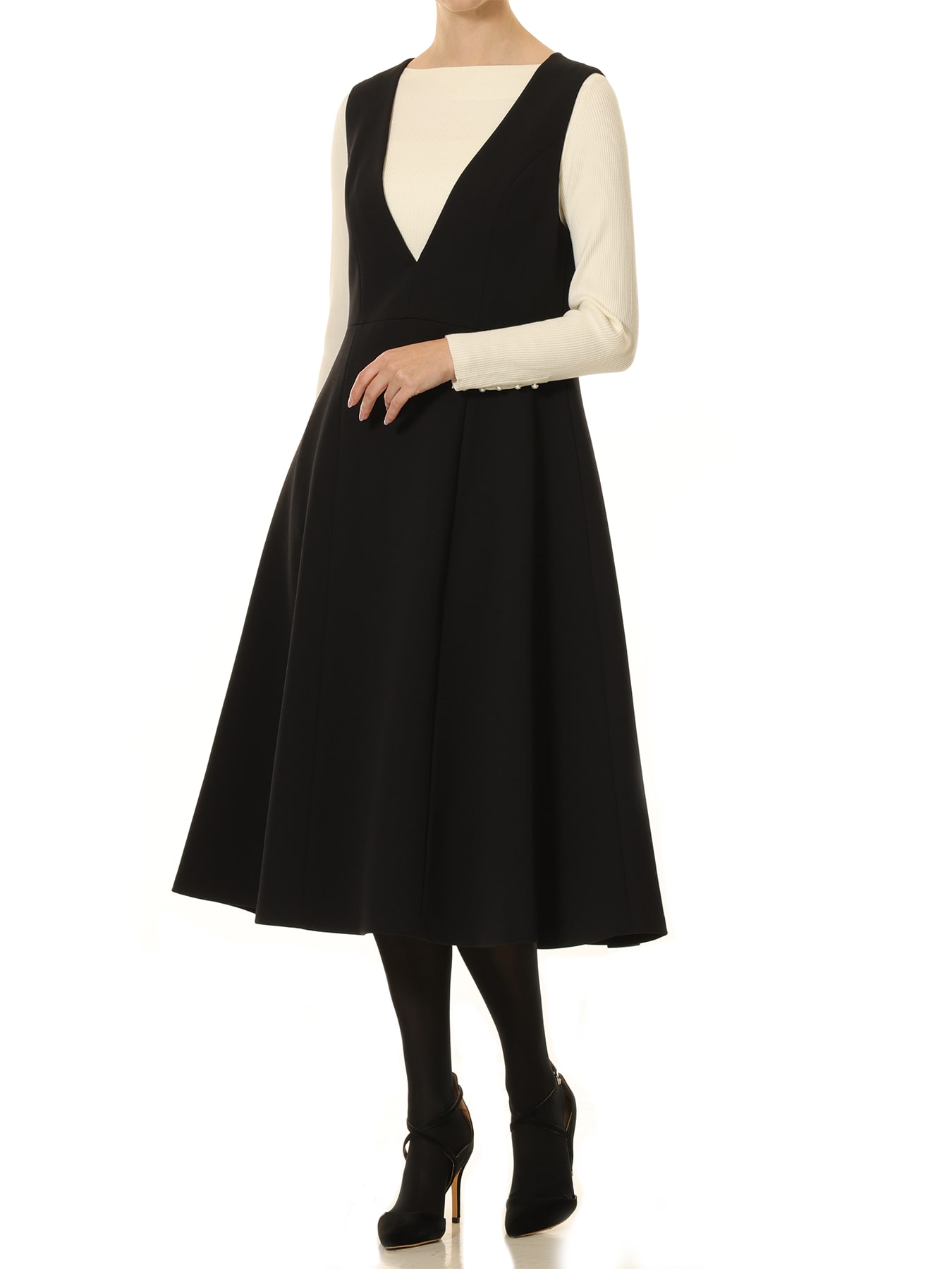 ニットジョーゼットVネックジャンパースカート: AVENIRETOILE公式通販