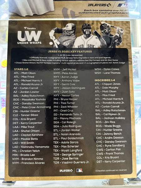 2025 Fanatics Under Wraps MLB Jersey Mystery Box – E-5 Sports