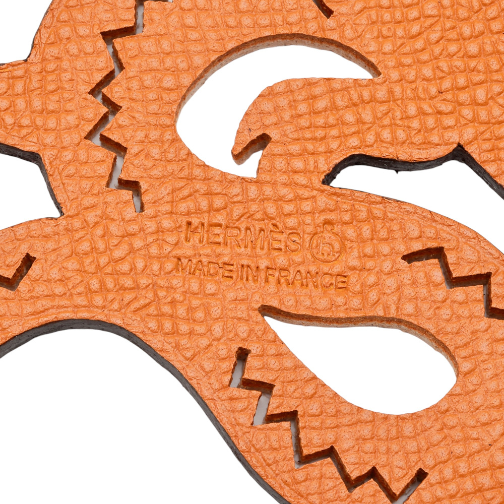 未使用] エルメス プティアッシュ チャーム レザー オレンジxピンク
