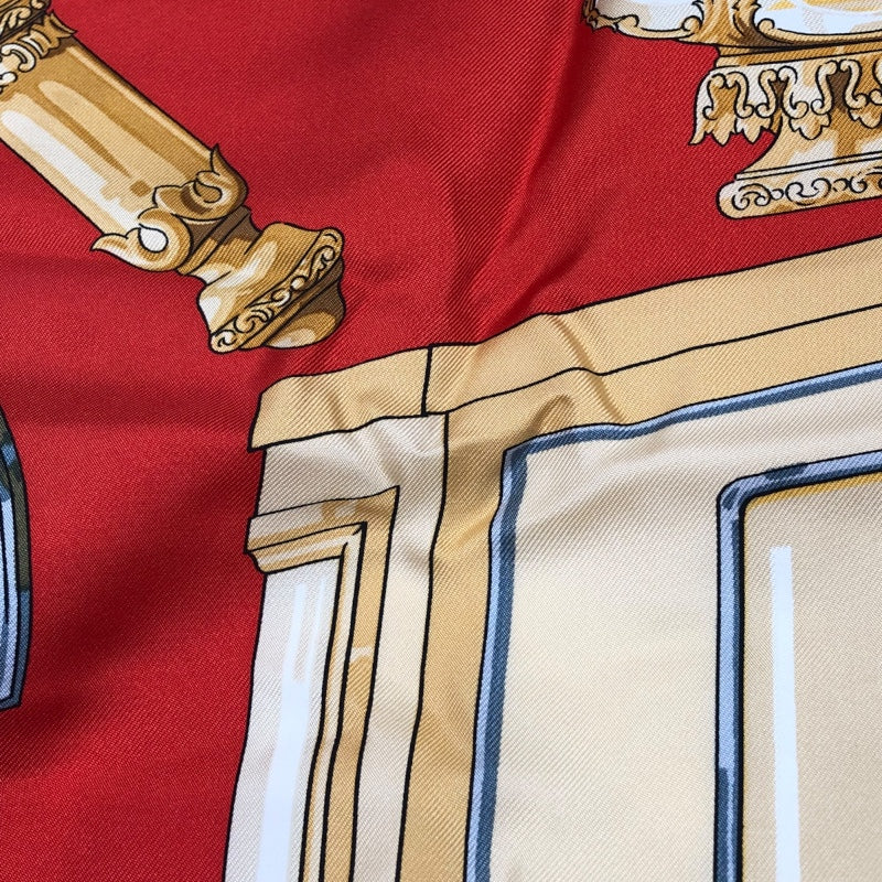 エルメス HERMES カレ90 FEUX DE ROUTE レッド シルク ユニセックス