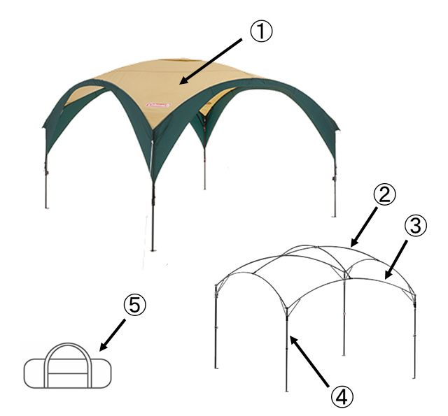 パーティーシェードDX/300（グリーン/ベージュ）アーチフレーム/300の