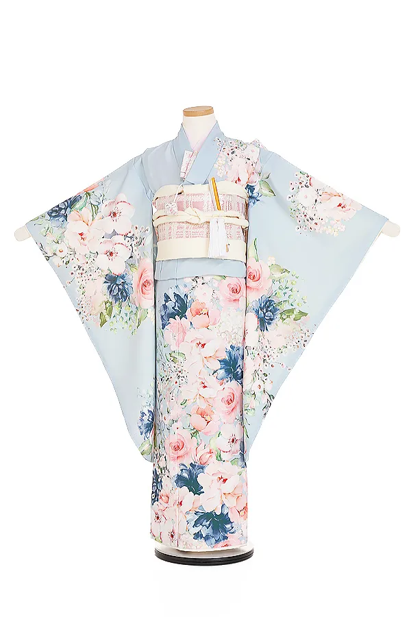 7歳七五三レンタル ローズ 水色