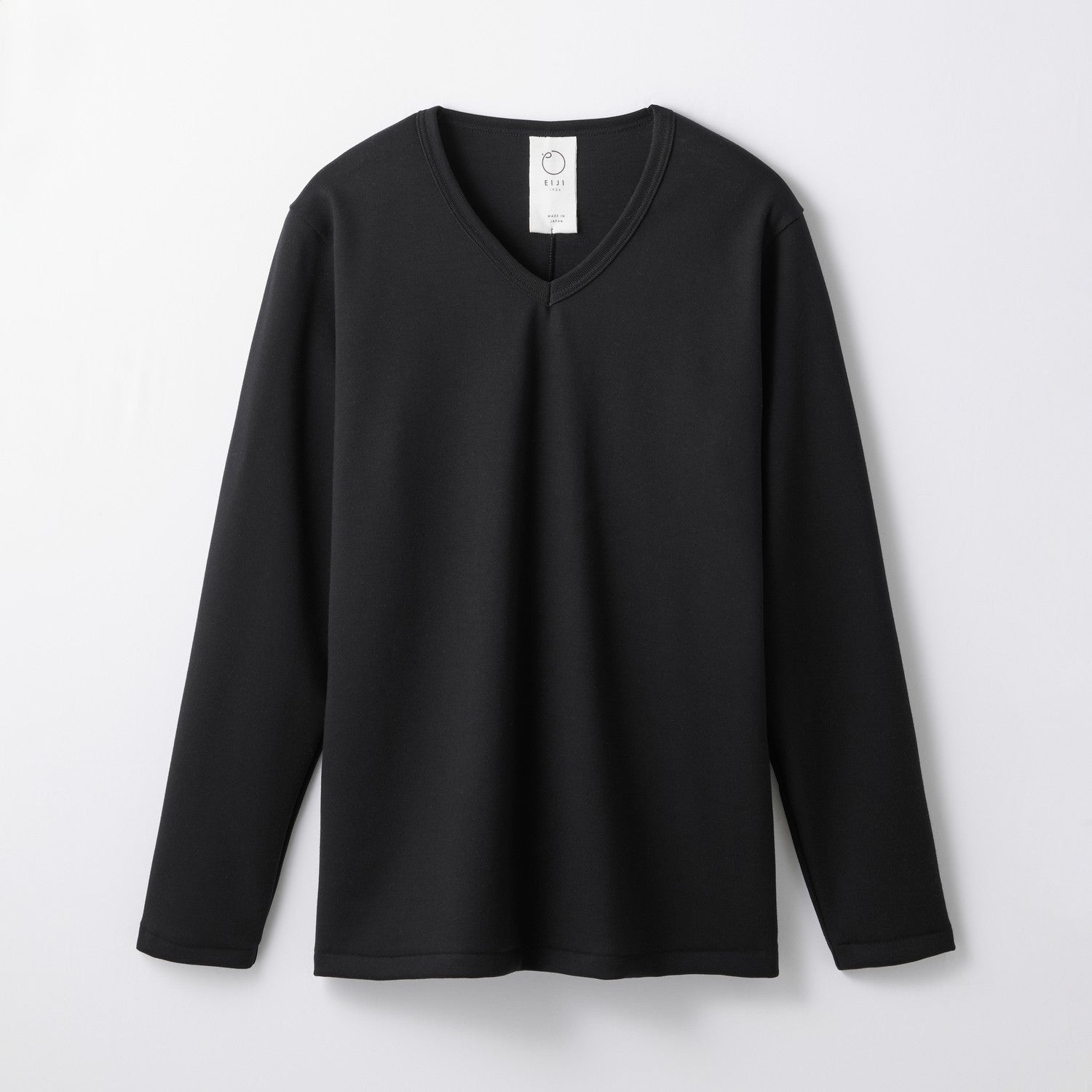 MENS ヘビー 長袖 VネックTシャツ BLACK | 高級無地Tシャツ専門店