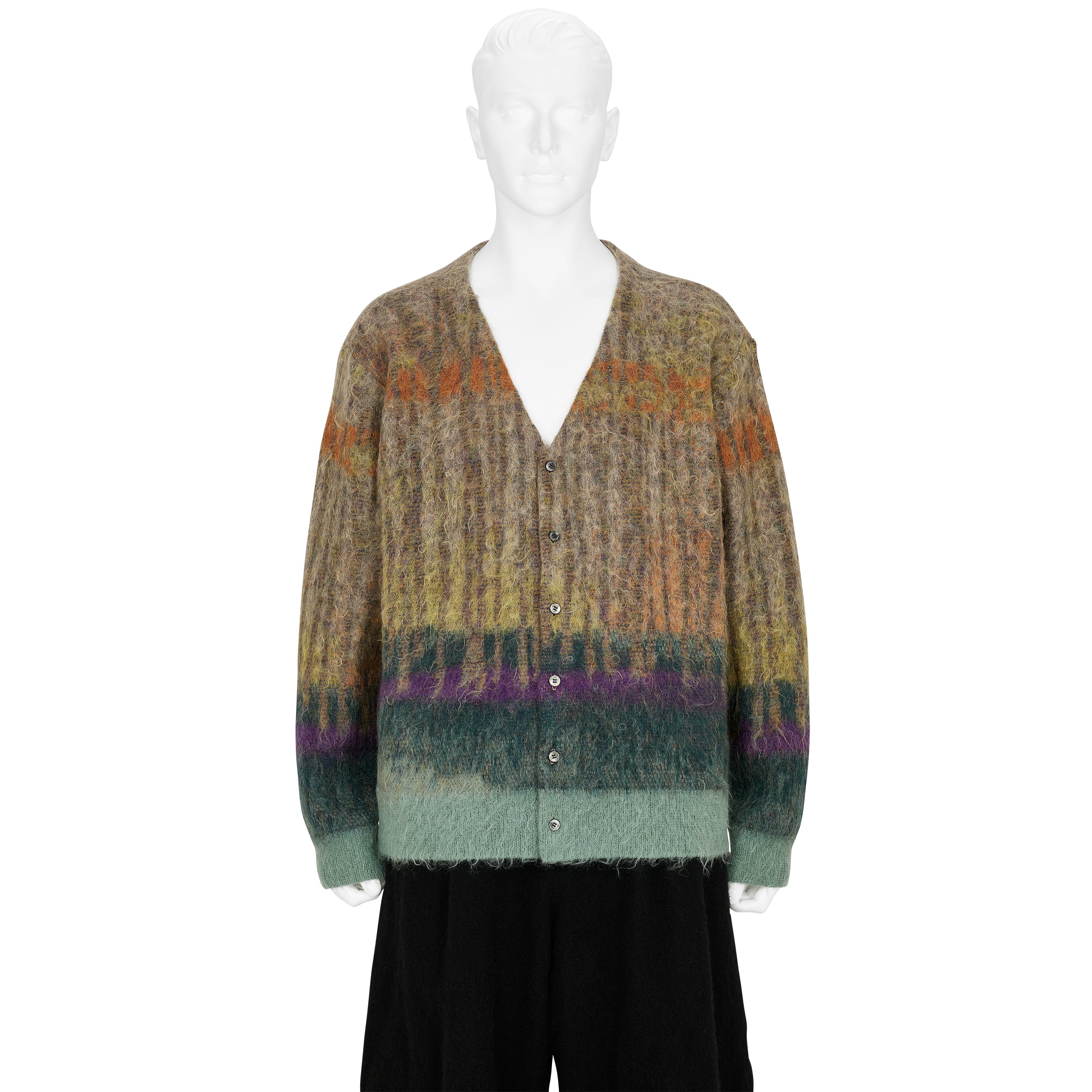 KID MOHAIR WOOL BRUSHED TREE JAQUARD CARDIGAN ORANGE - YOKE(ヨーク