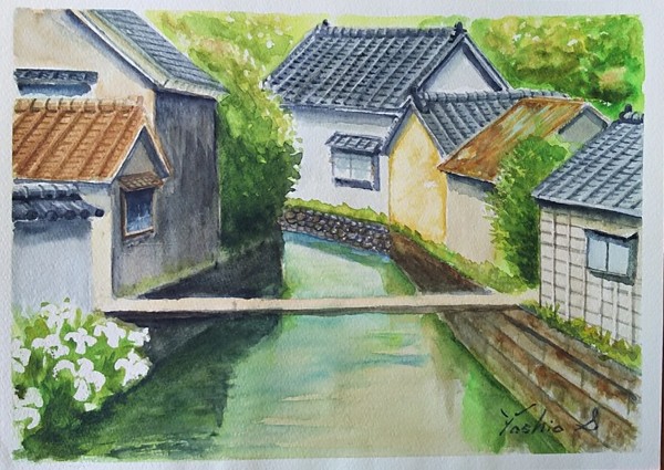 W. P. PING 油彩画 水辺の風景 W. P. PING 油彩画 水辺の風景