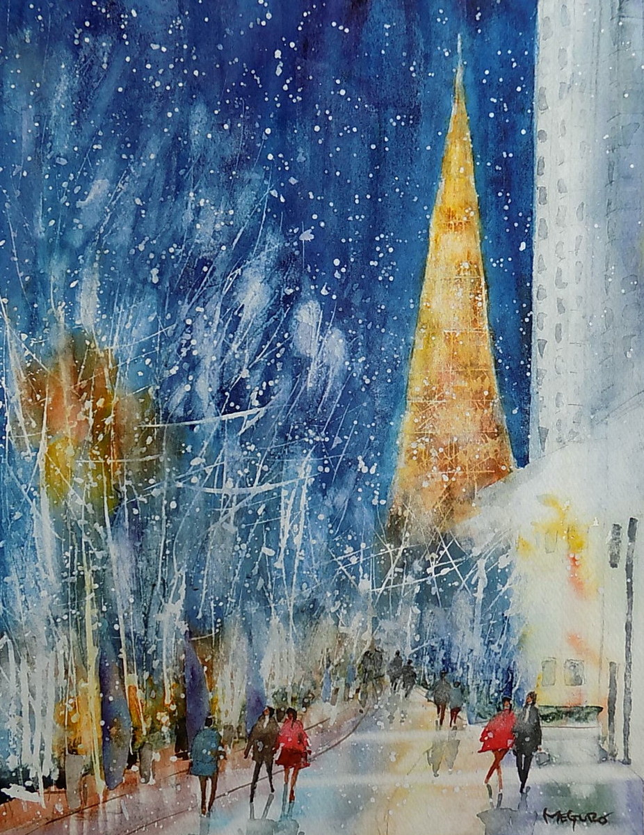 雪降る街で」 by 山田太郎｜Artmeter｜暮らしを彩るアートが、きっと