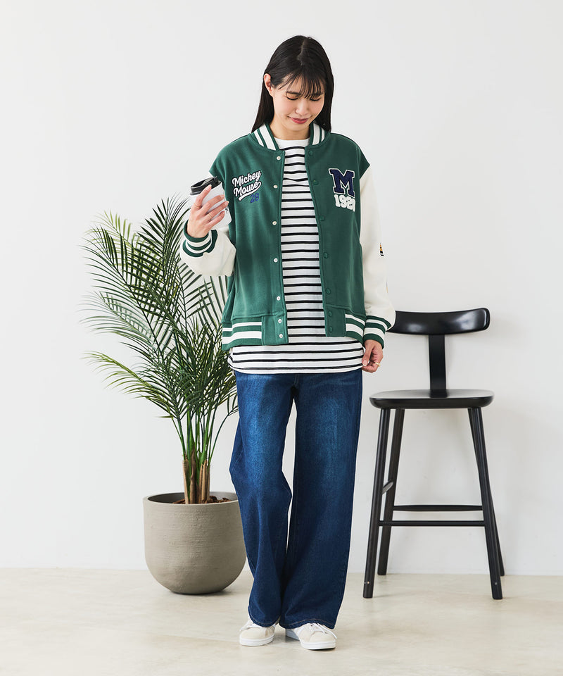 Disney/ディズニー】MICKEY MOUSE/ミッキーマウス 袖切替 ワッペン刺繍