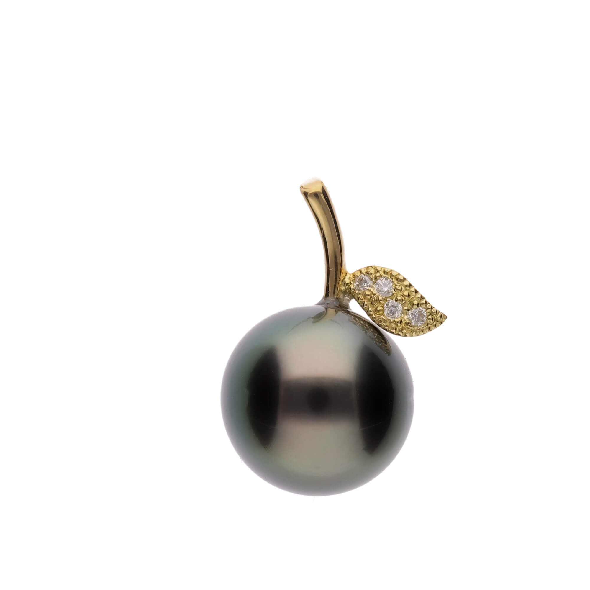 姫果】ブラックパール ダイヤモンド イエローゴールド ペンダント｜無