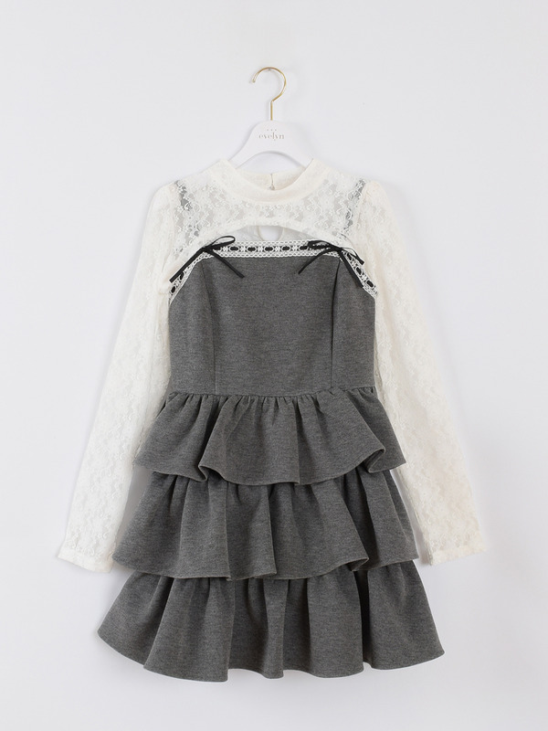 レース付きティアードミニワンピース｜evelyn（エブリン）公式通販サイト