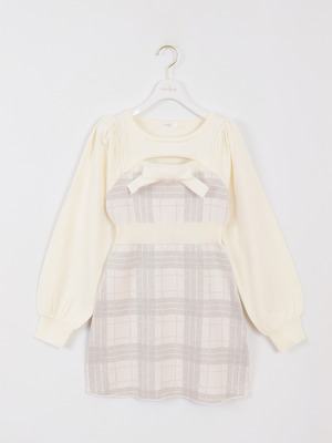 バストリボンチェックニットワンピース｜evelyn（エブリン）公式通販サイト