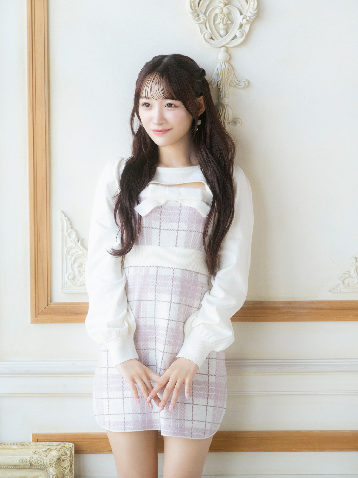 バストリボンチェックニットワンピース｜evelyn（エブリン）公式通販サイト