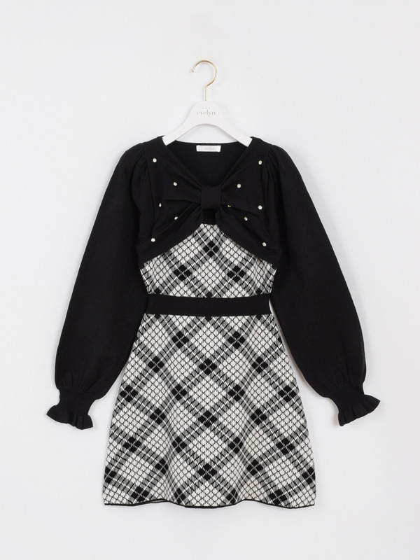 長袖チェックリボンニット｜evelyn（エブリン）公式通販サイト