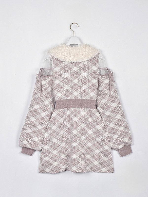 ファー襟チェックニットワンピース｜evelyn（エブリン）公式通販サイト