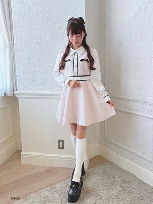 evelyn ツイードミニフレアワンピース ピンク ツイードミニフレア