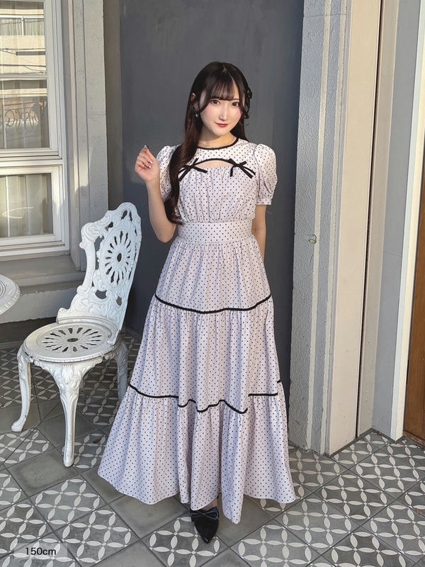 あ*ち様 evelyn ビッグリボンティアードop ピンク ビッグリボン