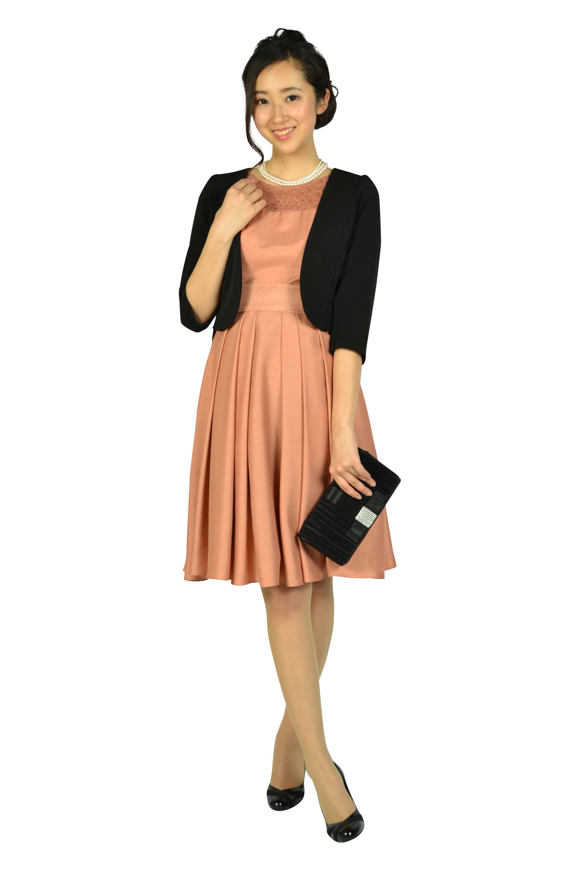 AIMER レース7分袖サーモンピンクドレス (M) をレンタル - 結婚式