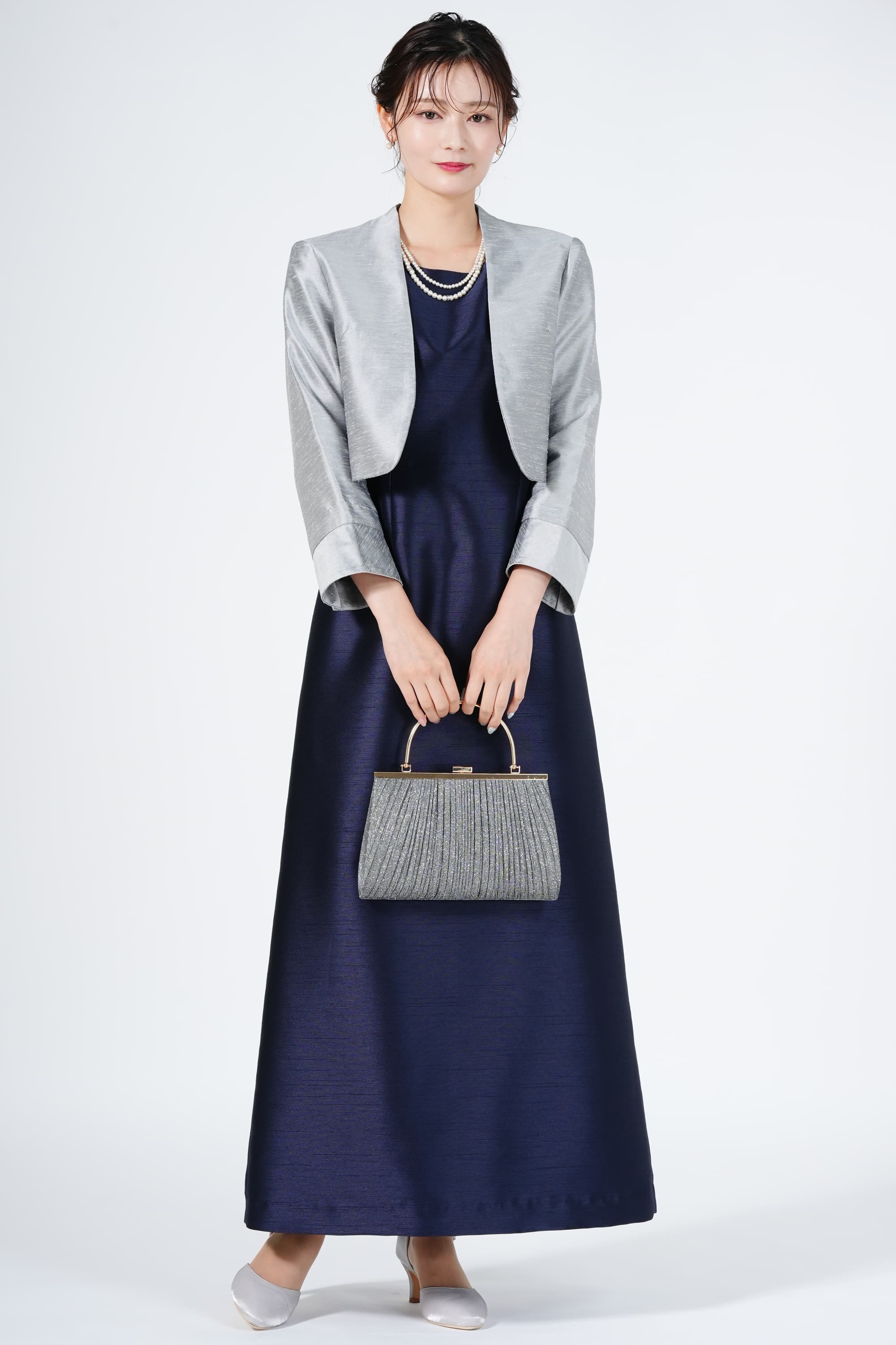 SOIR DOLCE 東京ソワール 上質プレミアム光沢ネイビーロングドレス (M