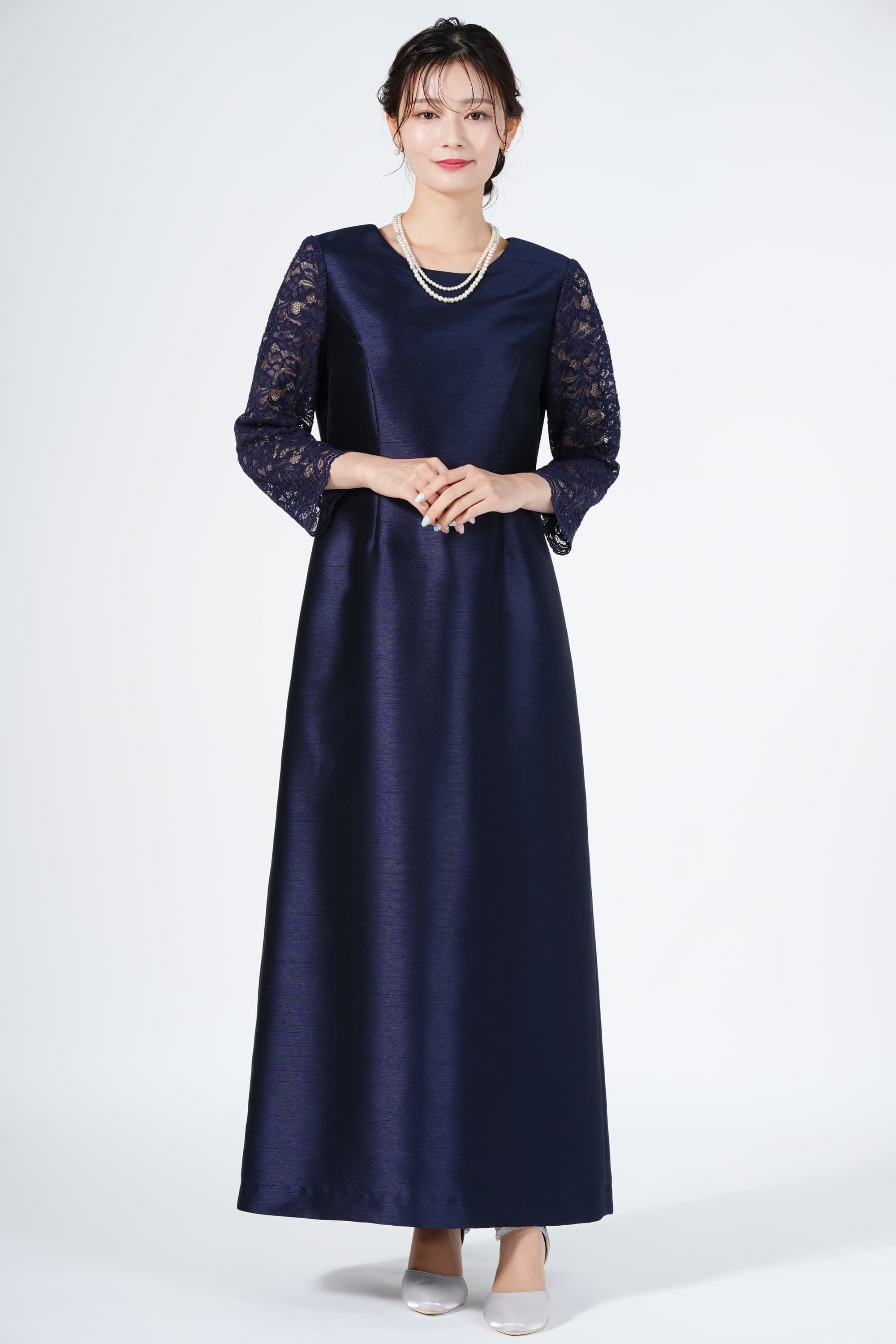 SOIR DOLCE 東京ソワール 上質プレミアム光沢ネイビーロングドレス (LL