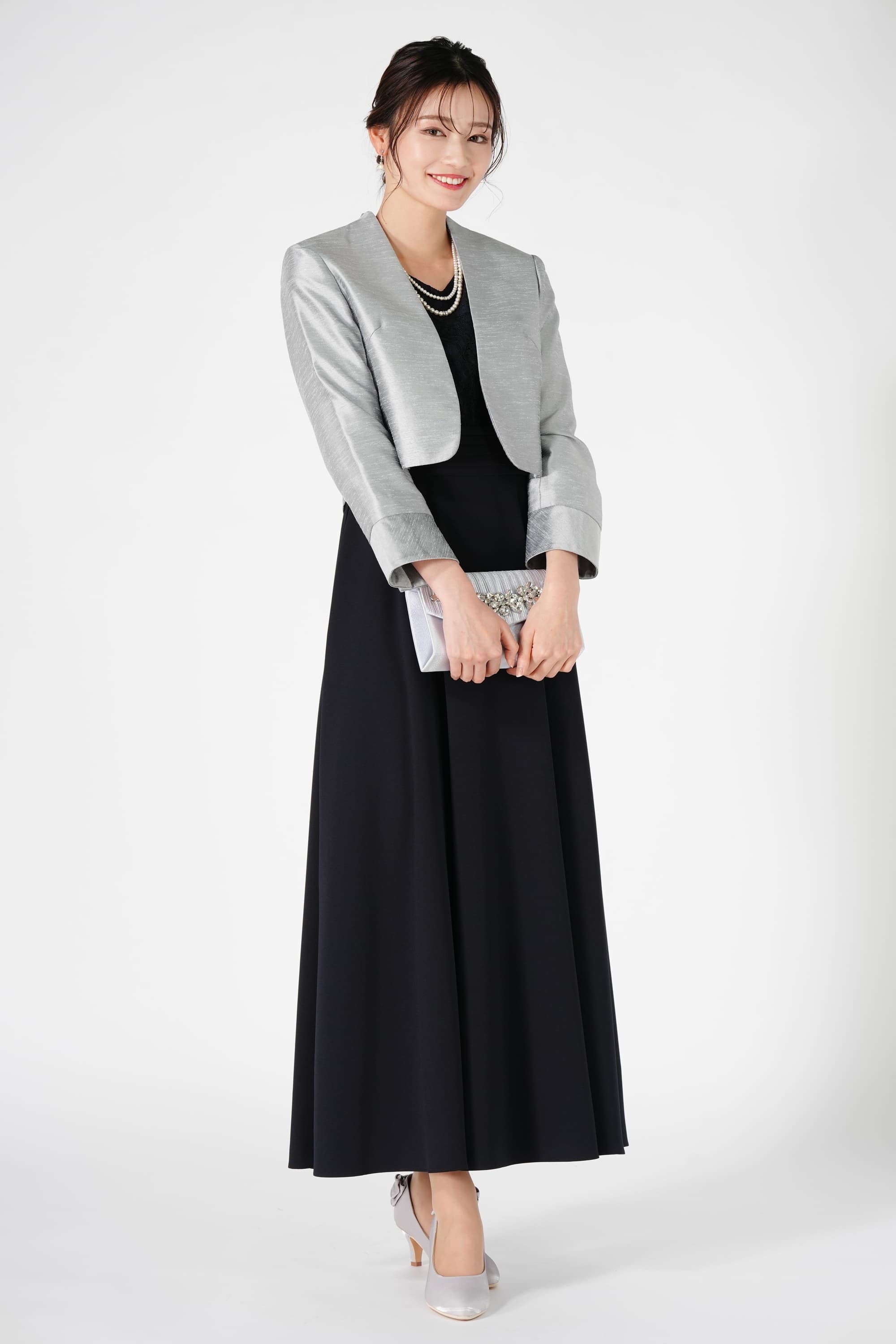 form forma 東京ソワール プリーツマーク濃紺ロングドレス (M) を