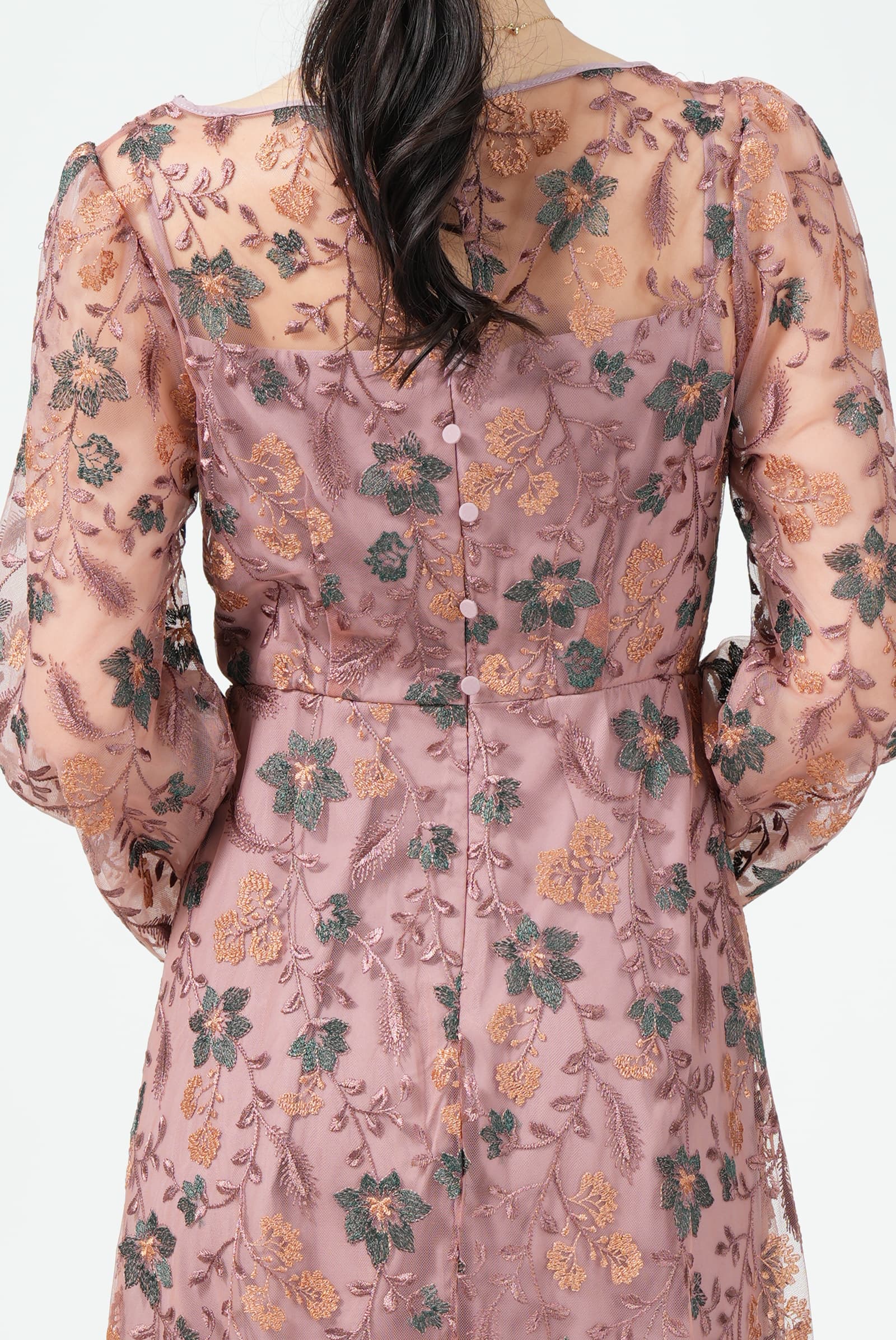 Kastane レトロフラワー刺繍ピンクドレス (S) をレンタル - 結婚式