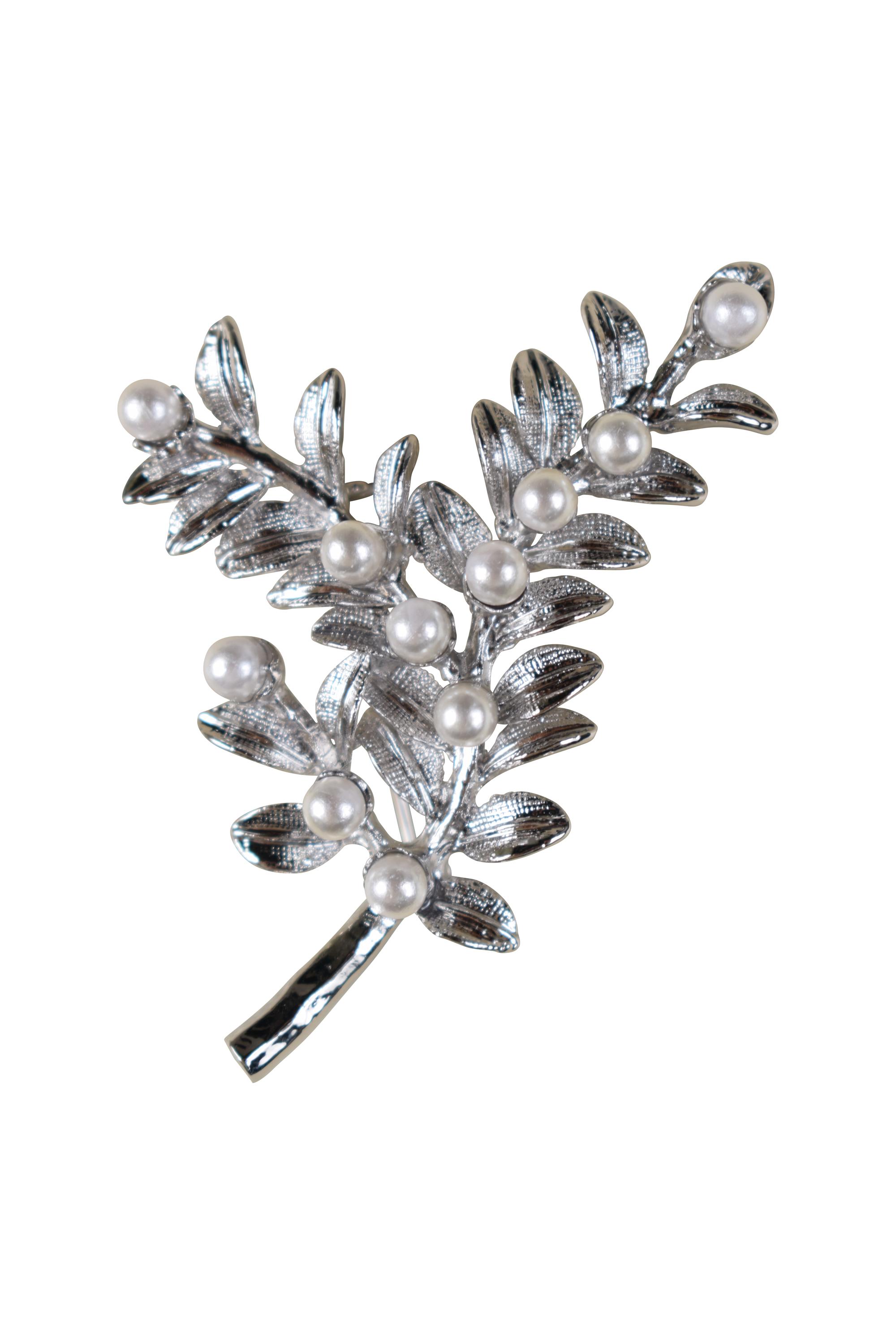 TOPAZ リーフ型 シルバー ブローチ 帯留 ネモフィラの帯留め・ブローチ