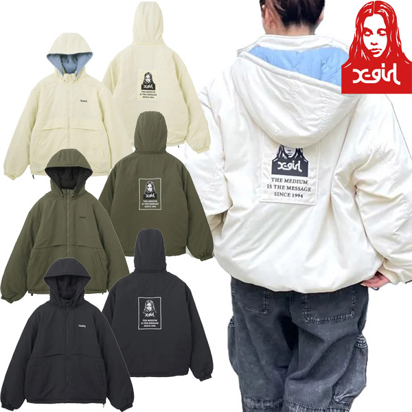 X-girl ( エックスガール ) - FACE PATCH REVERSIBLE JACKET - FAITHWEB