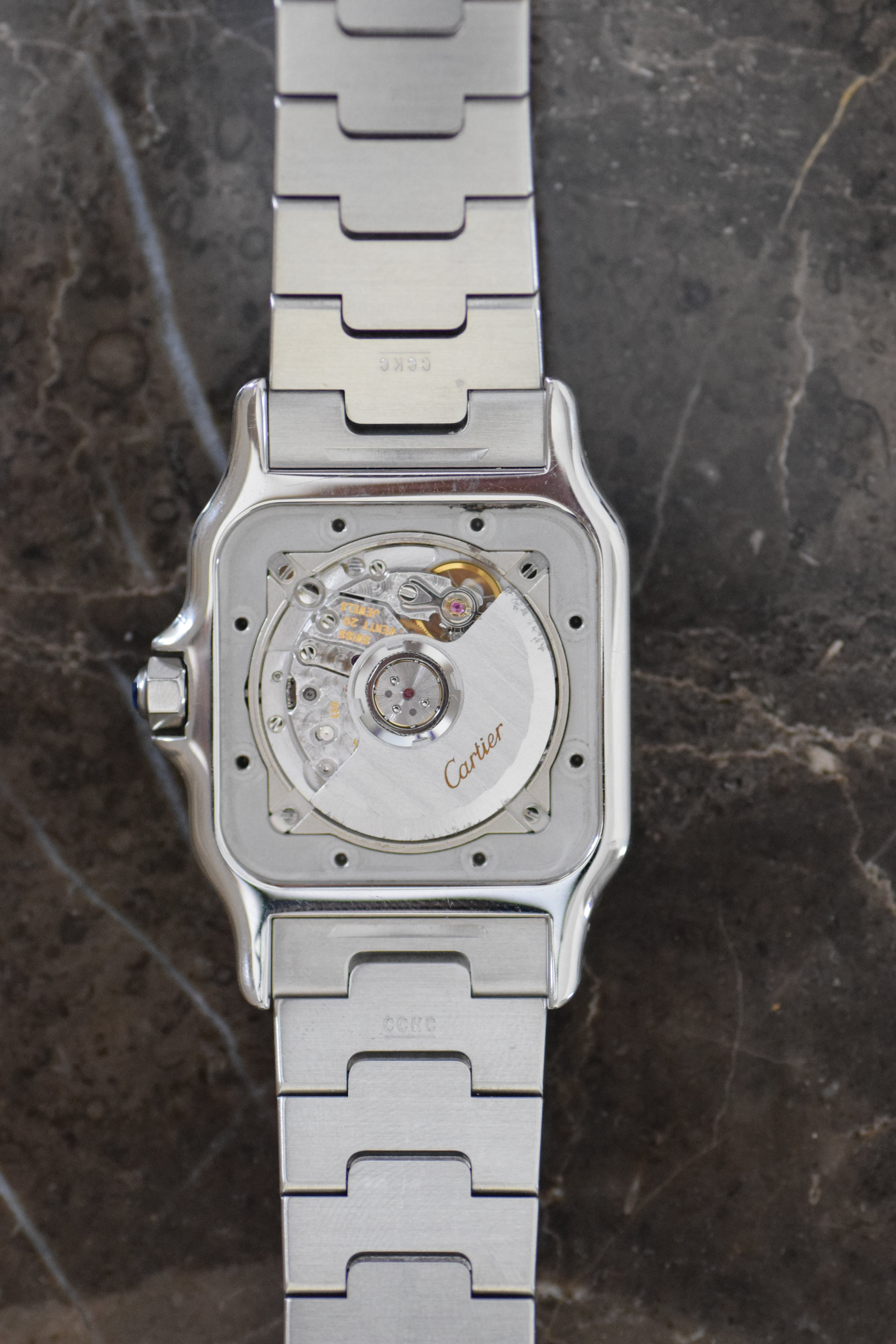 カルティエ サントスガルべLMサイズ ギョーシェ彫 自動巻 オール