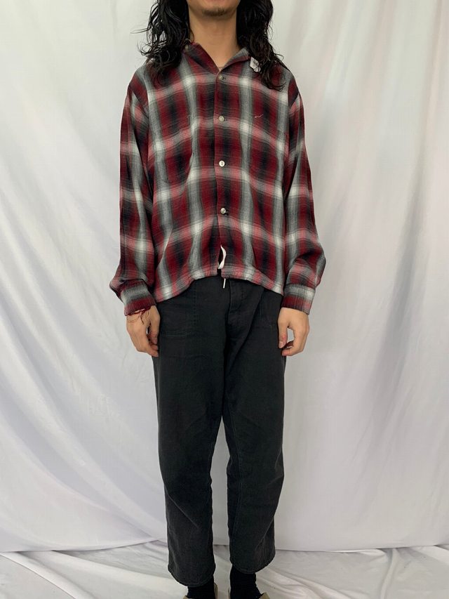 60年代 60s ペニーズ タウンクラフト 長袖 開襟 シャドー │ヴィテージ