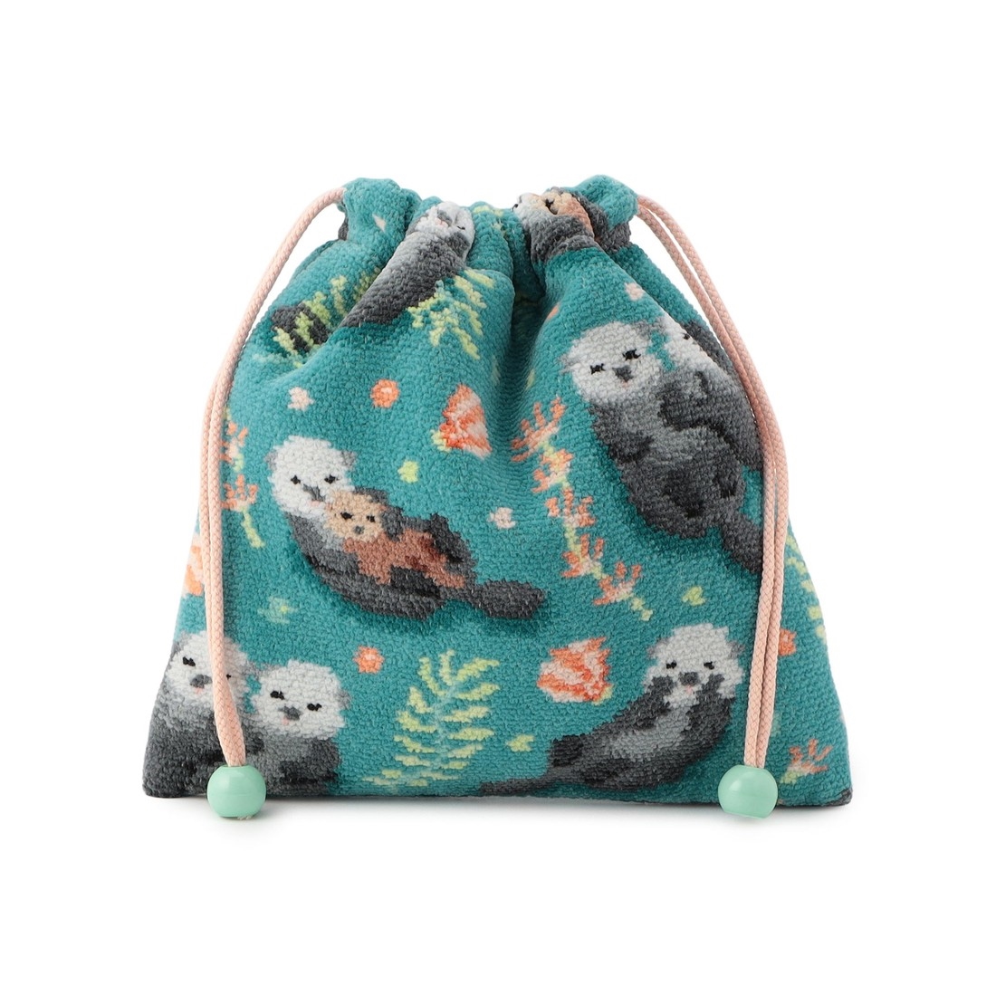 プカプカラッコ 巾着 L/PPR-253069(ターコイズブルー): LOVERARY BY