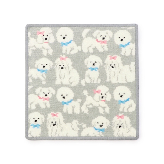 モフモフワンチャン ハンカチ(シルバーグレー×ライトグレー): LOVERARY