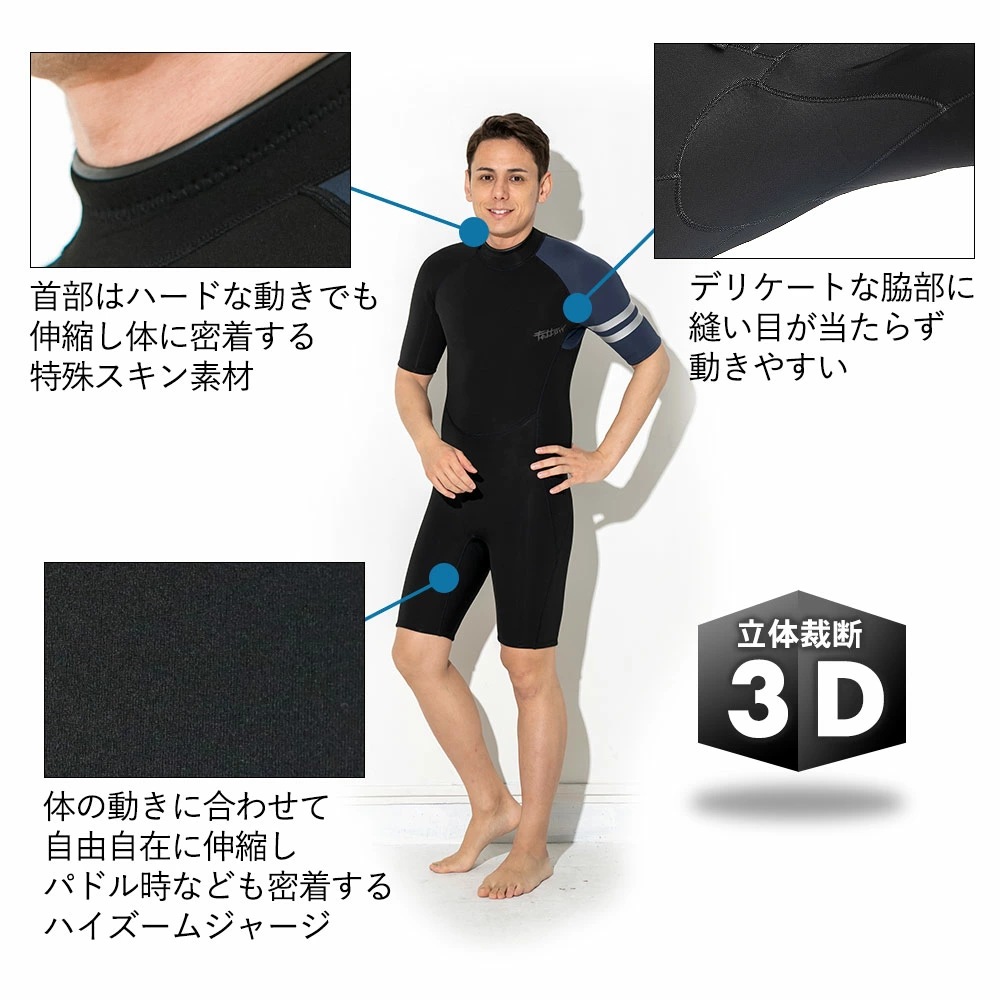 FELLOW メンズ スプリング バックジップ 2mm M～XXL 全2色 | FELLOW