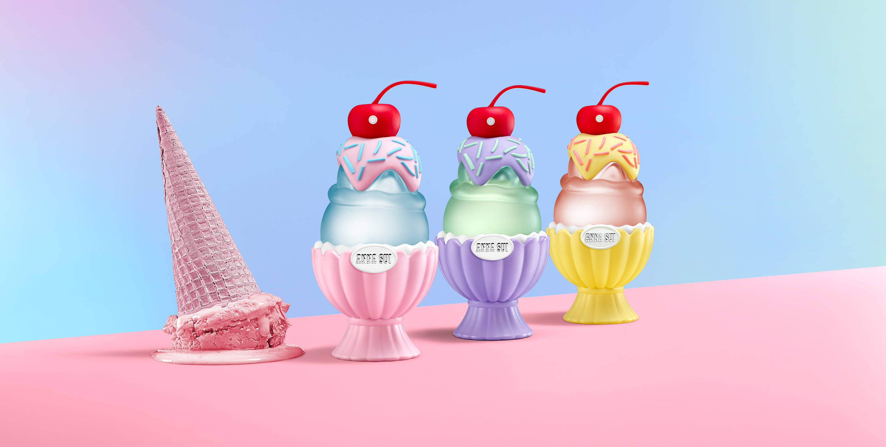 ANNA SUI SUNDAE: Mellow Yellow, Pretty Pink, Violet Vibe ~ New