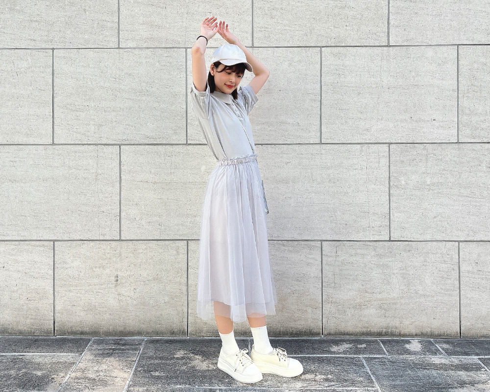 ブラックレースサスペンダー付き チュールスカート ブラックレース