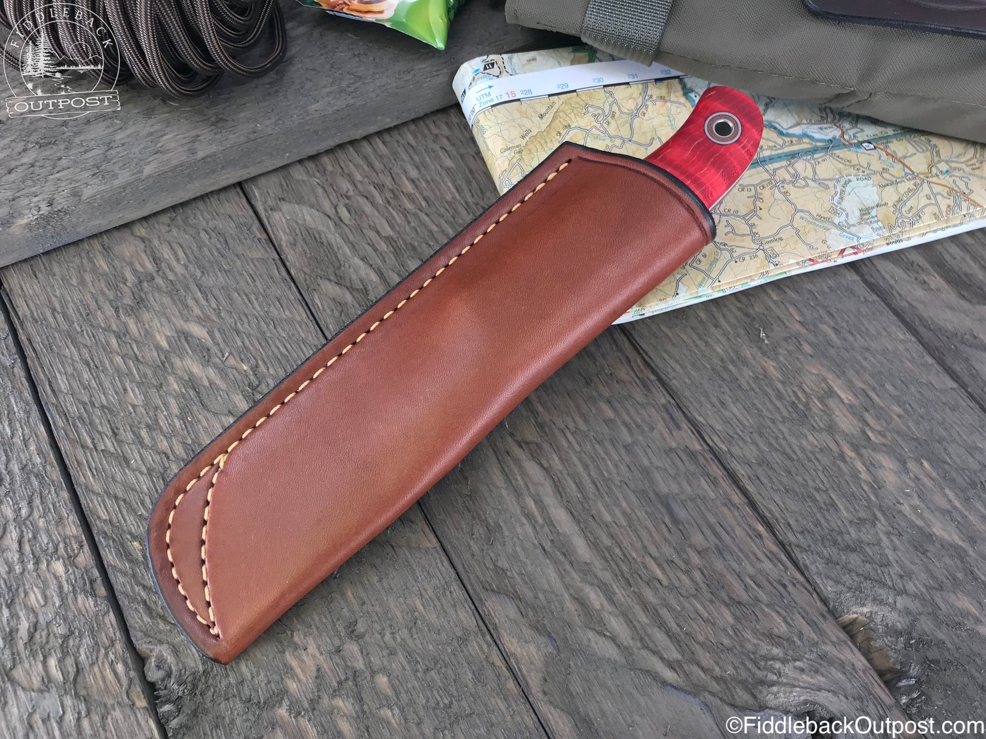 Trekker 718 - Leather Belt Sheath for Knife - Fiddleback Outpost