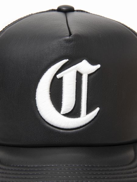 COOTIE PRODUCTIONS / Faux Leather 5 Panel Mesh Cap -Black×White-