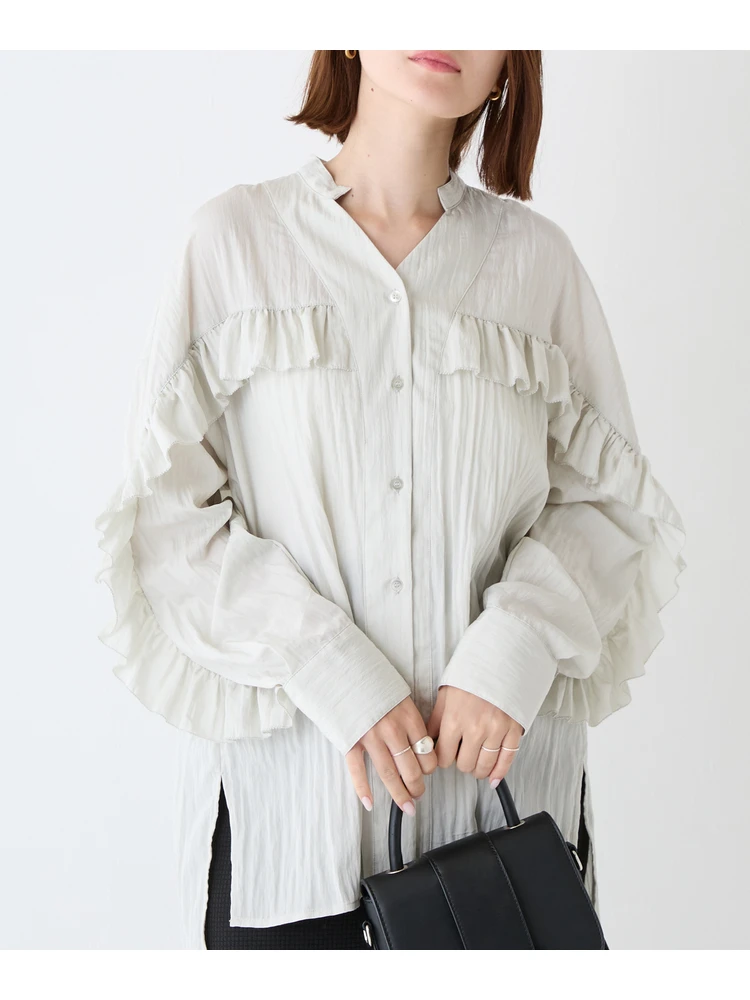 L．グレー 【LAVEANGE(ラビアンジェ)】ビンテージサテンフリル