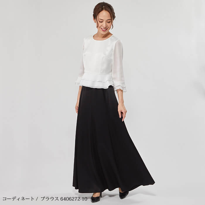 バックサテンアムンゼンのロングスカート 15号・ブラック｜東京