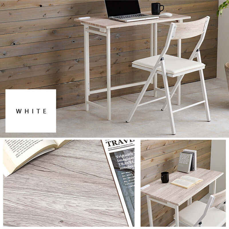 折りたたみデスク チェアセット おしゃれ クッション 幅80cm 奥行45