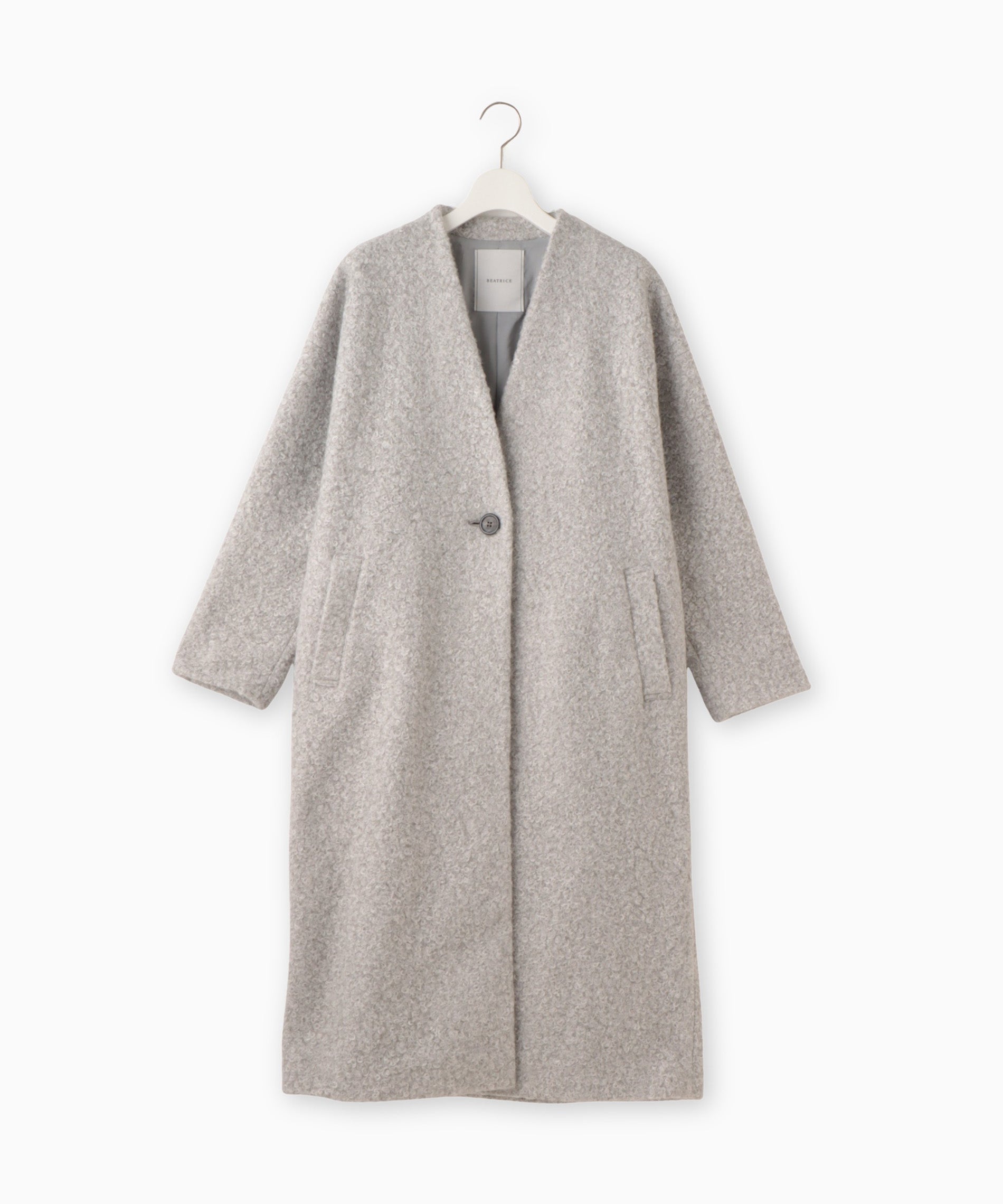 ノーカラーロングコート – FACE SANS FARD