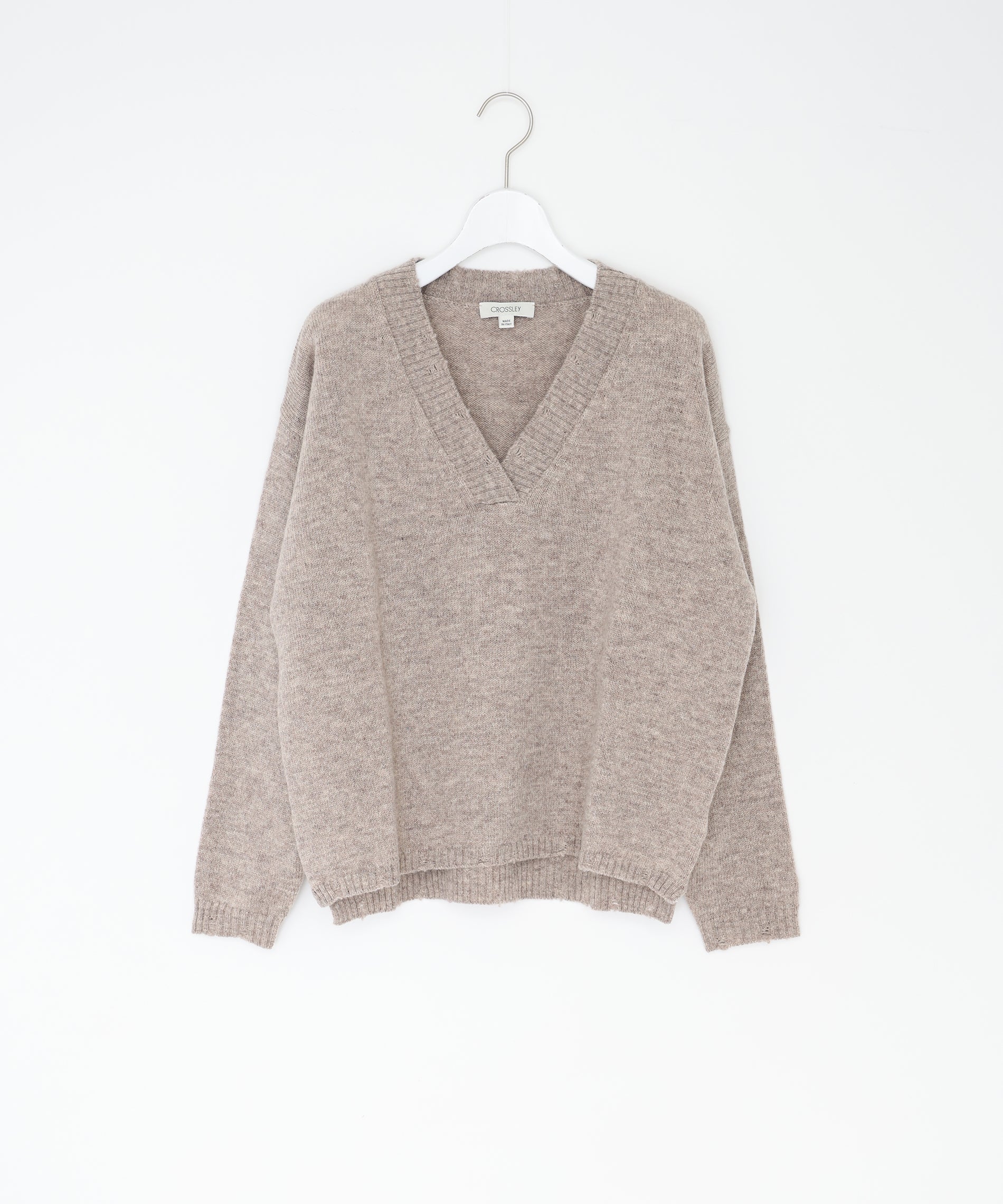 Vネックダメージニット｜CROSSLEY – FACE SANS FARD