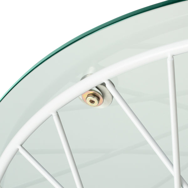 マーリア コーヒーテーブル クリア×ホワイト（φ800） | Francfranc