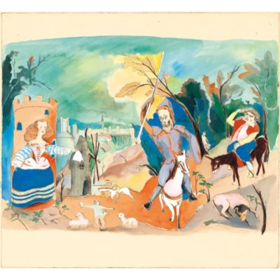 山本容子作(ヤマモトヨウコ サク)の『ドン・キホーテ』銅版画，手彩色