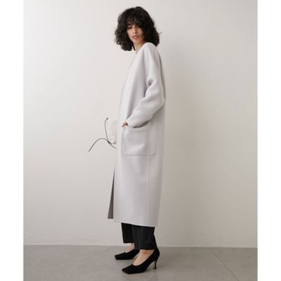 Whim Gazette(ウィム ガゼット)のノーカラーロングリバーコート通販